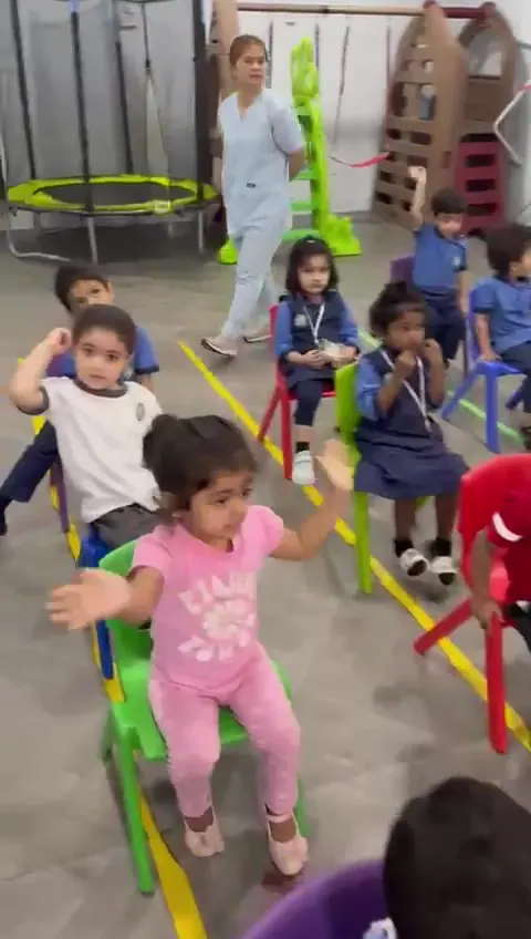 Child jumping on the trampoline